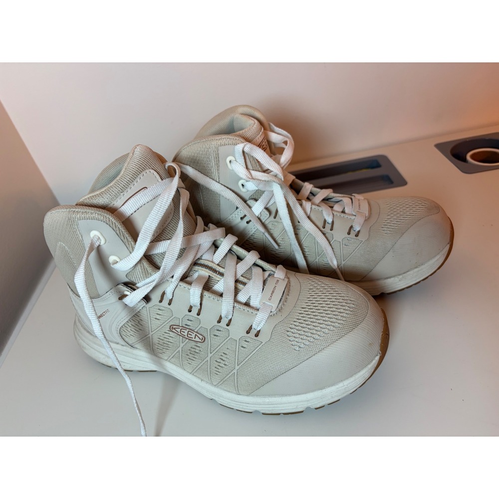 Keen Utility Vista Energy Mid Women 8 Carbon Toe Work Boots Beige Sand EH SR